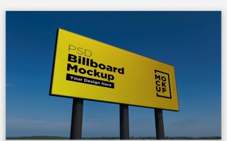 Three Outdoor Advertising Sign Mockup Side View