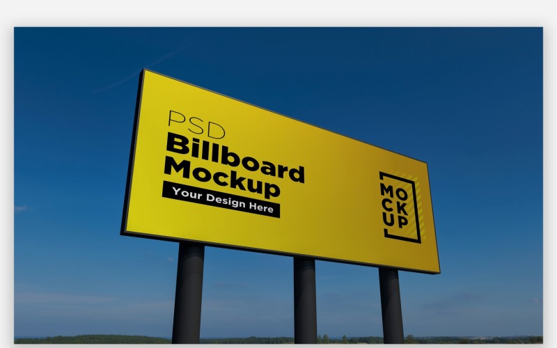 Three Outdoor Advertising Sign Mockup Side View Product Mockup