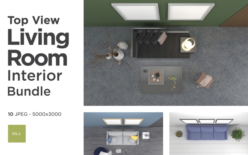 Top View Living Rooms Interior Set Vol 2 Product Mockup