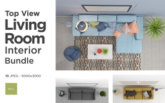Top View Living Rooms Interior Set Vol 3 Product Mockup