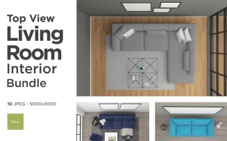 Top View Living Rooms Interior Set Vol 4v Product Mockup