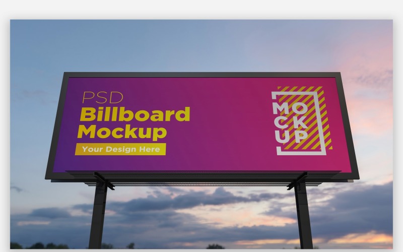 Two Pole Outdoor Advertising Mockup Side View Product Mockup