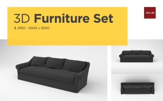Modern Sofa Front View Furniture 3d Photo Vol-50 Product Mockup