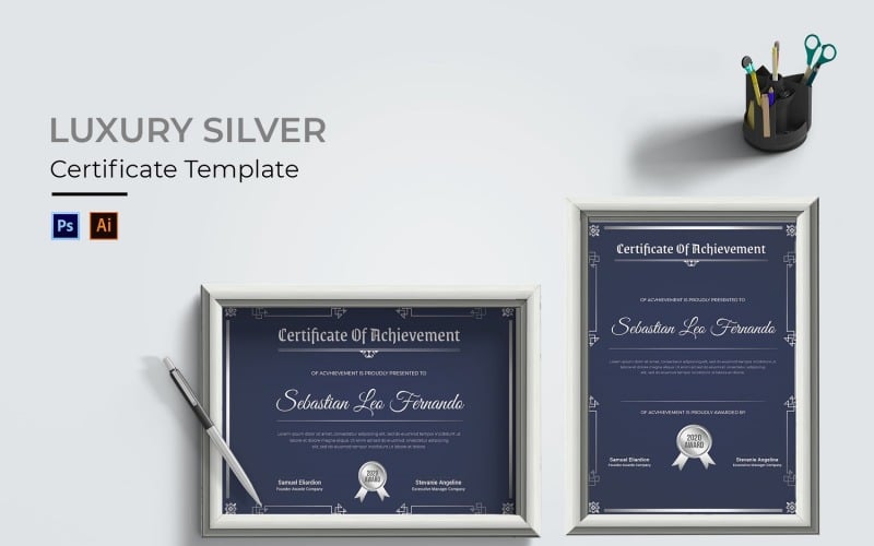 Luxury Silver Certificate template Certificate Template