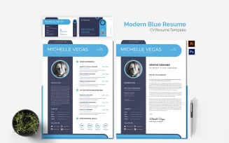 Modern Blue CV Printable Resume Templates