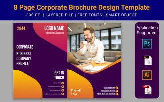 8 Page Minimal Business Brochure Design Template Marketing