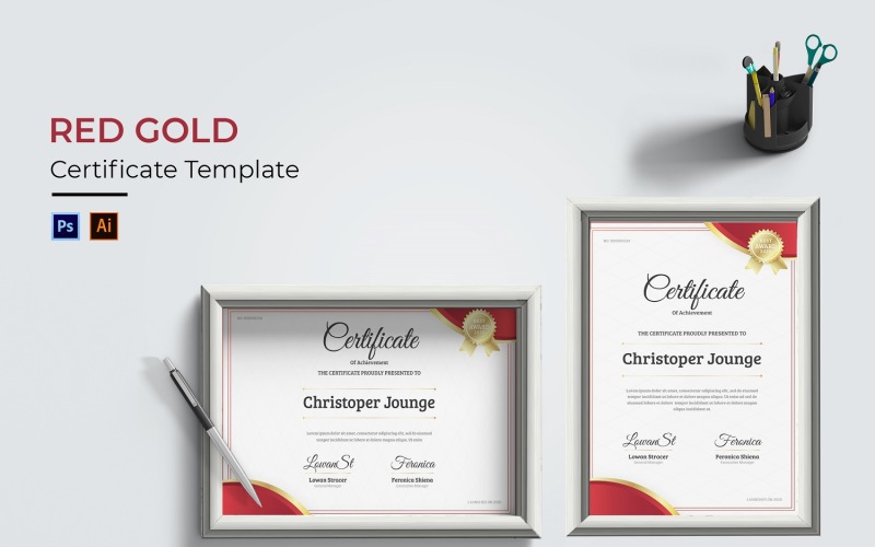 Red Gold Certificate Template