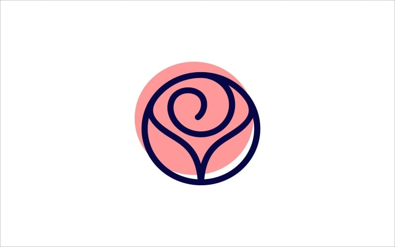 Simple and Unique Pink Rose Flower Logo template Logo Template