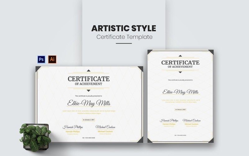 Artistic Style Certificate template Certificate Template