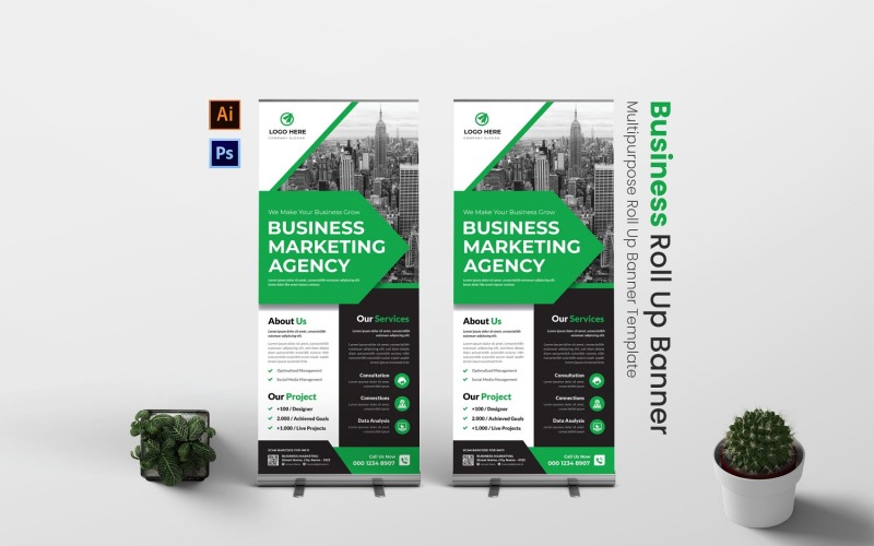 Business Marketing Roll Up Banner Set Corporate Identity