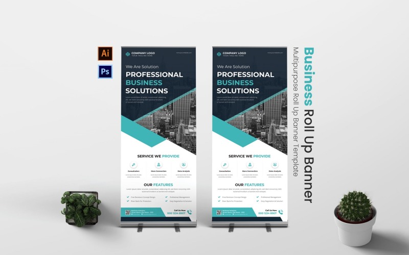 Business Solutions Roll Up Banner Corporate Identity