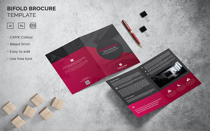 Business Style - Bifold Brochure Template Corporate Identity