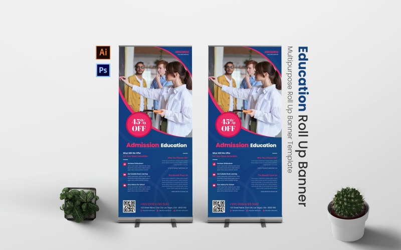 Education Admission Roll Up Banner Corporate Identity