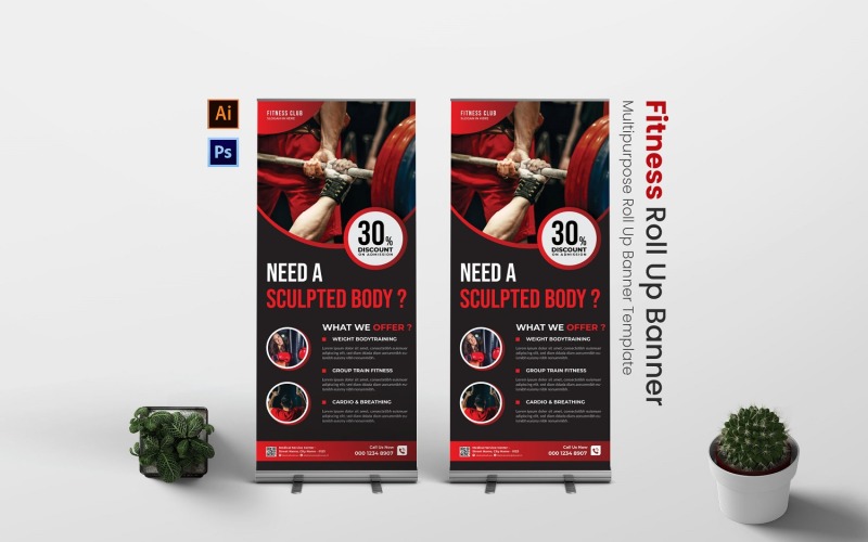Fitness Club Roll Up Banner Corporate Identity