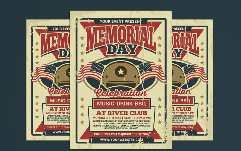 Memorial Day Flyer Template Corporate Identity