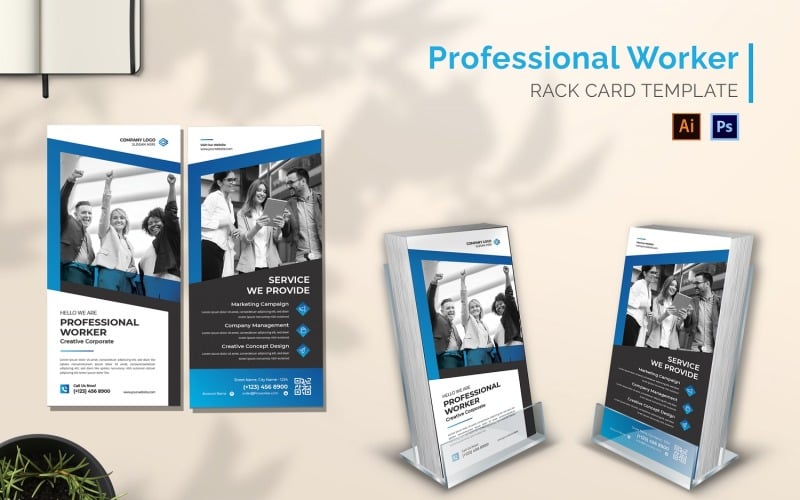 Professional Worker Rack Card Brochure Corporate Identity