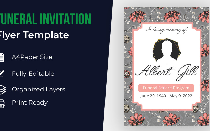 Funeral Invitation Card Template Design Corporate Identity