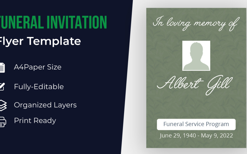Funeral Invitation Flyer Template Design Corporate Identity