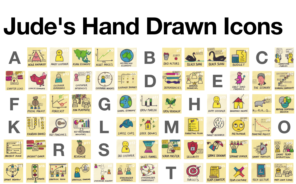 Jude's Hand Drawn Icons - Create Agile Post-it Note Style Workshop Storyboards Powerpoint Template