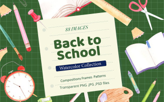 Back to School and Stationery Watercolor Illustration