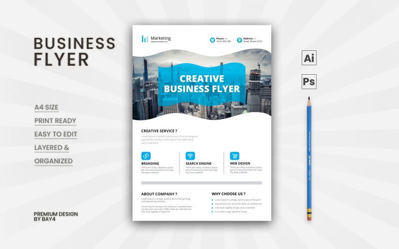 Clean Creative Business Flyer With Blue Accent Corporate Identity