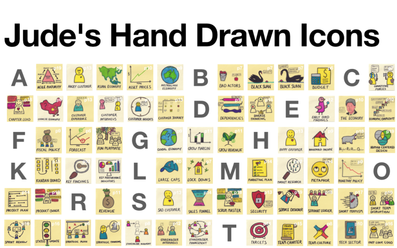 Jude's Hand Drawn Icons - Create Agile Post-it Note Style Workshop Storyboards Powerpoint Template PowerPoint Template