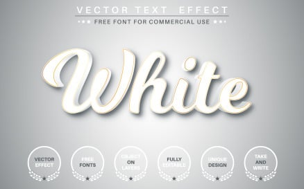 White Text With Gold Stroke - Editable Text Effect, Illustration Graphics