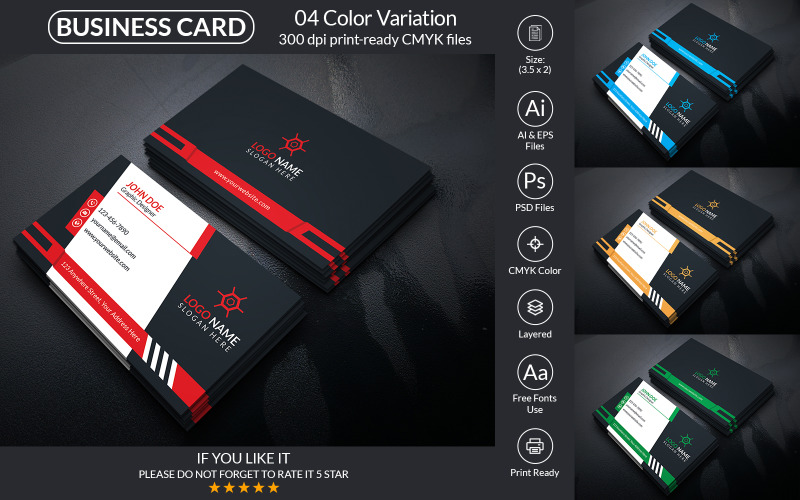 Business Card With Vector & PSD Corporate Identity