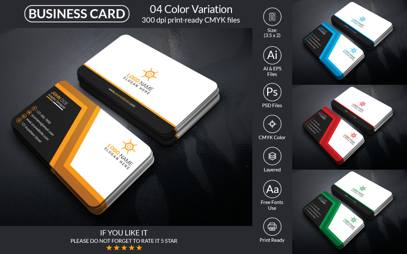 Corporate Business Card With PSD And Vector Corporate Identity