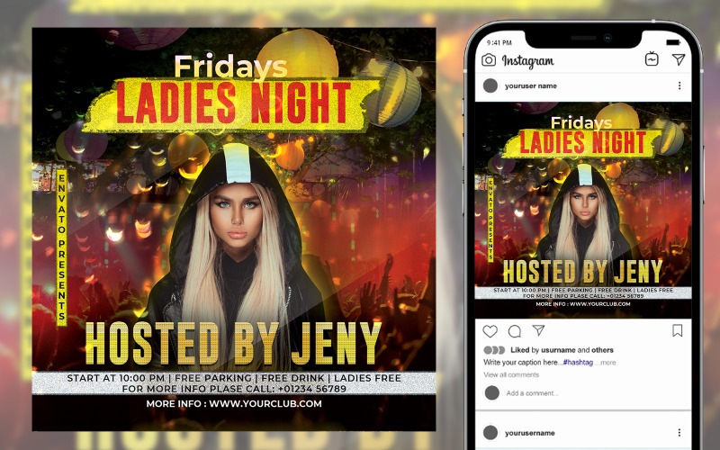 Friday Night Ladies Party Flyer Template Corporate Identity