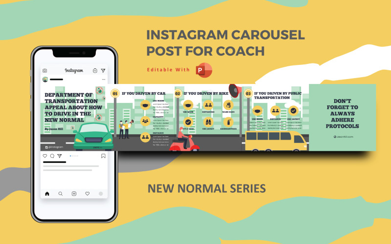 How to Drive in The New Normal - Instagram Carousel Powerpoint Social Media