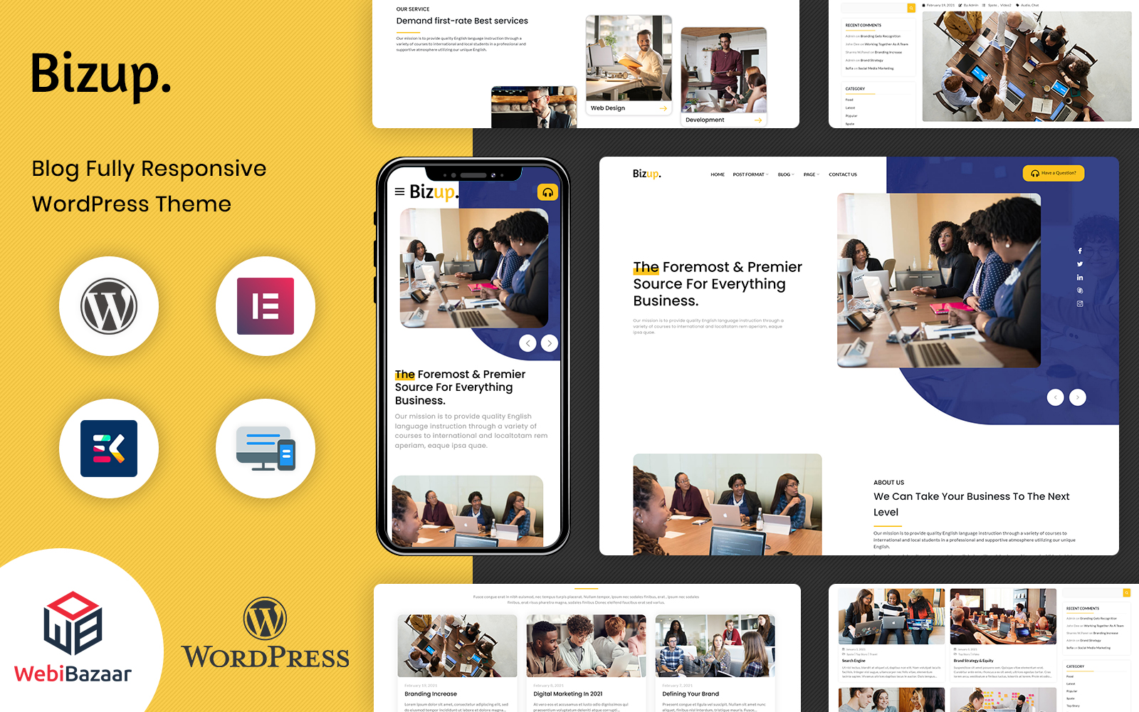 Bizup - Többcélú üzleti tanácsadás Elementor WordPress téma