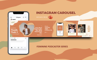 Feminine Podcaster Instagram Carousel Social Media Template Powerpoint
