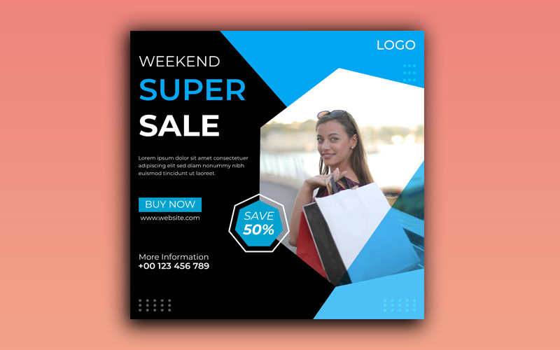 Weekend Super Sale Social Media and Facebook Post Template
