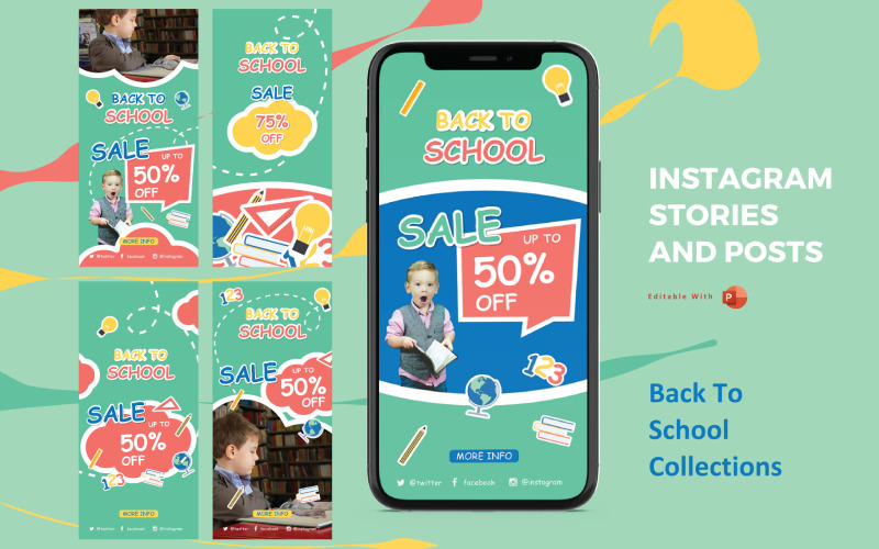 Back to School Instagram Stories and Posts Powerpoint Social Media Template