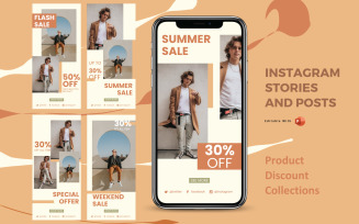 Instagram Stories and Posts Powerpoint Social Media Template - Fashion Sale