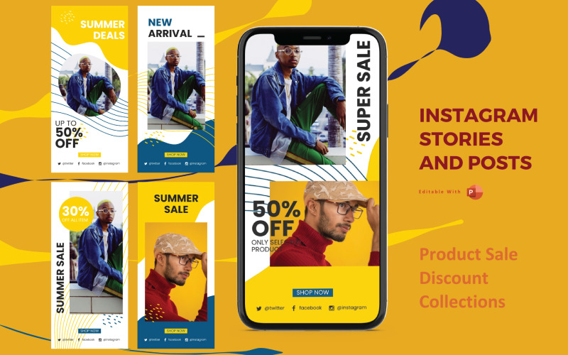 Instagram Stories and Posts Powerpoint Social Media Template - Product Sale Collection
