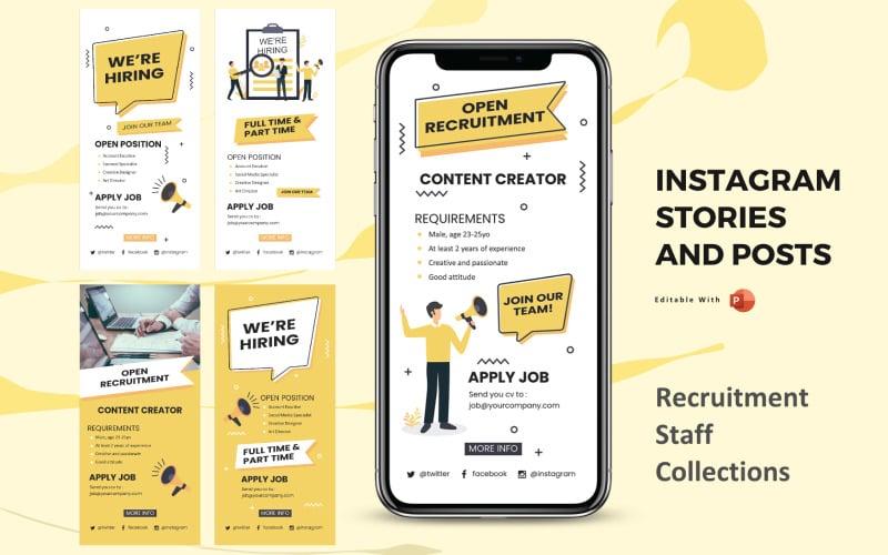 Instagram Stories and Posts Powerpoint Social Media Template - Recruitment Staff Collection