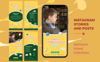 Instagram Stories and Posts Powerpoint Social Media Template - School Admission