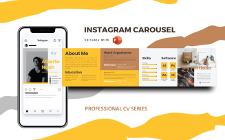 Professional Cv Resume Instagram Carousel Social Media Template Powerpoint