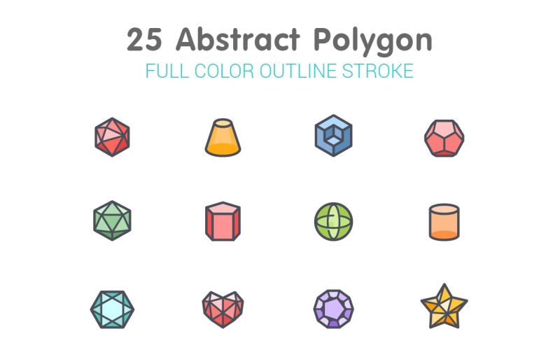 Abstract Polygon Line with Color Iconset template Icon Set