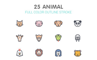 Animal & pet Line with Color Iconset template