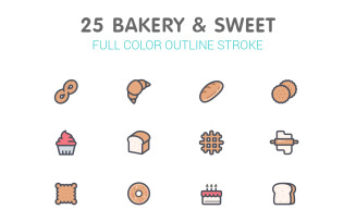 Bakery & Sweet Line with Color Iconset template