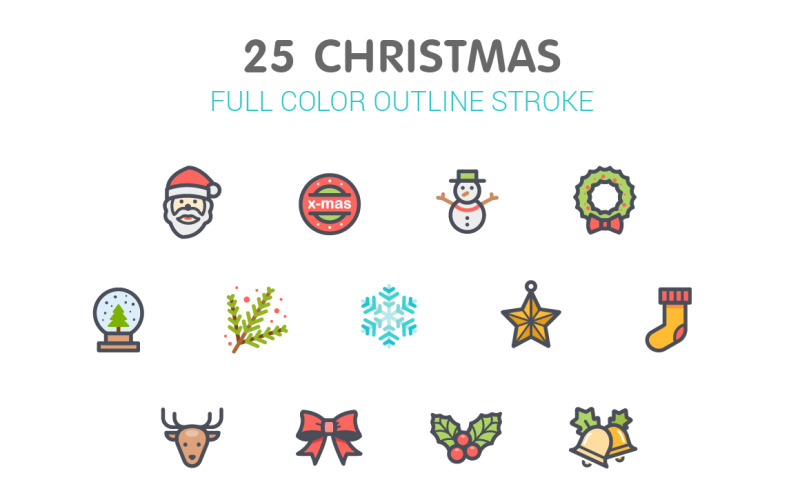 Christmas Line with Color Iconset template Icon Set