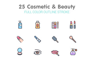 Cosmetic & Beauty Line with Color Iconset template