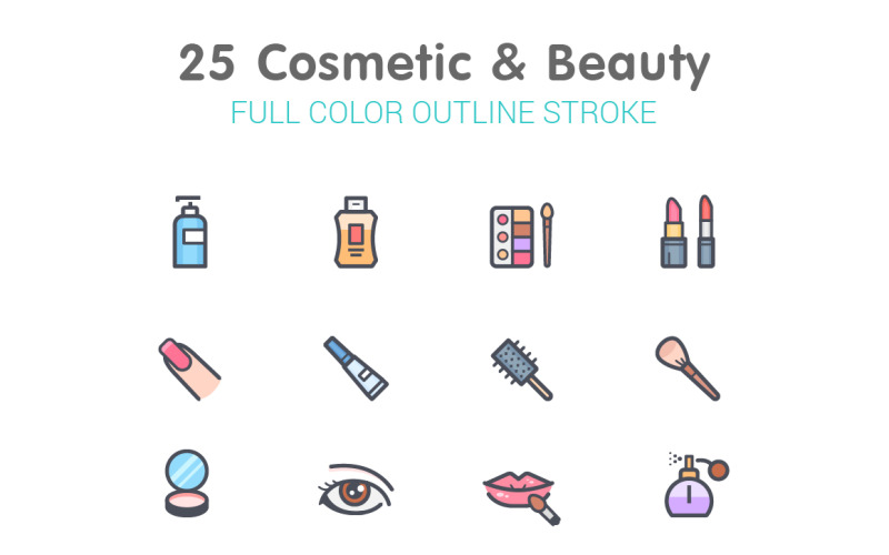 Cosmetic & Beauty Line with Color Iconset template Icon Set