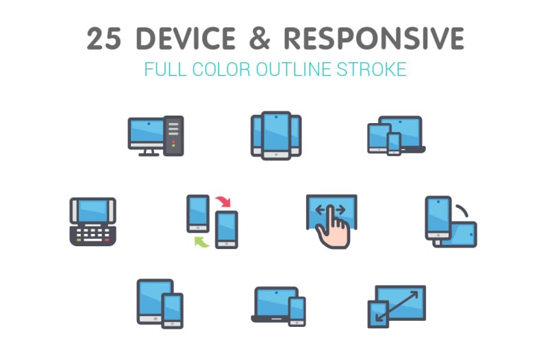 Device & Responsive Line with Color Iconset template Icon Set