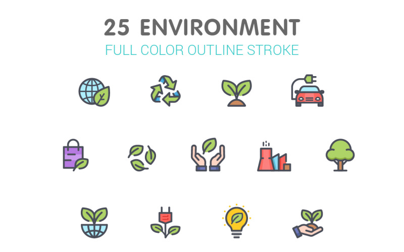 Environment Line with Color Iconset template Icon Set