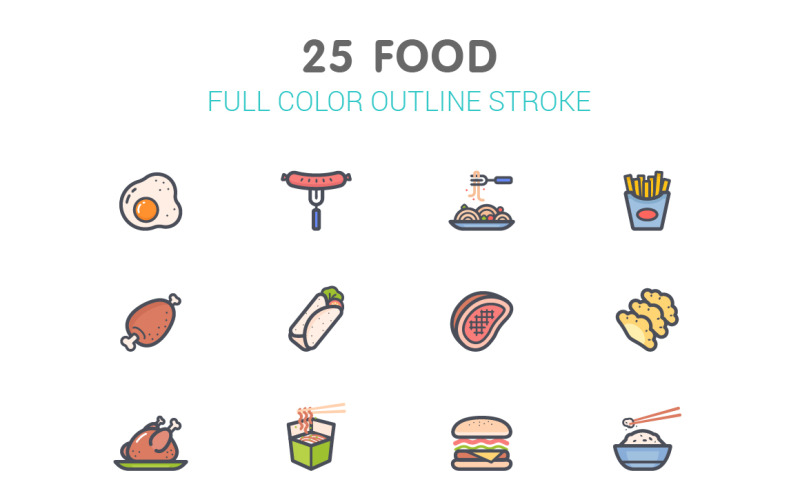 Food Line with Color Iconset template Icon Set