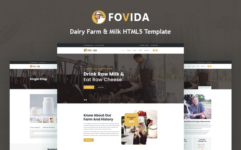 Fovida - Dairy Farm & Milk HTML5 Template Website Template